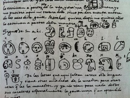 Muniscrito de fray Diego Landa de los códices mayas.
