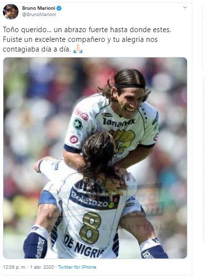Bruno Marioni recordó en redes sociales el cumpleaños de Antonio de Nigris (Foto: Twitter@BrunoMarioni)