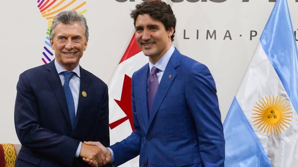 Macri con primer ministro de Canada, Justin Trudeau