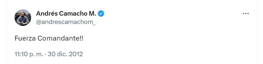 Tuit de Andrés Camacho Morales, nuevo ministro de Minas y Energía.
