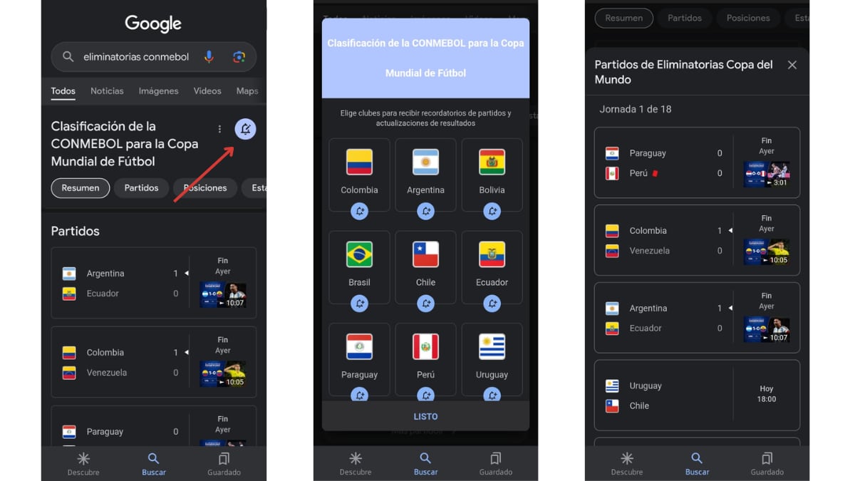 Los resultados en vivo llegan a través de notificaciones al celular.