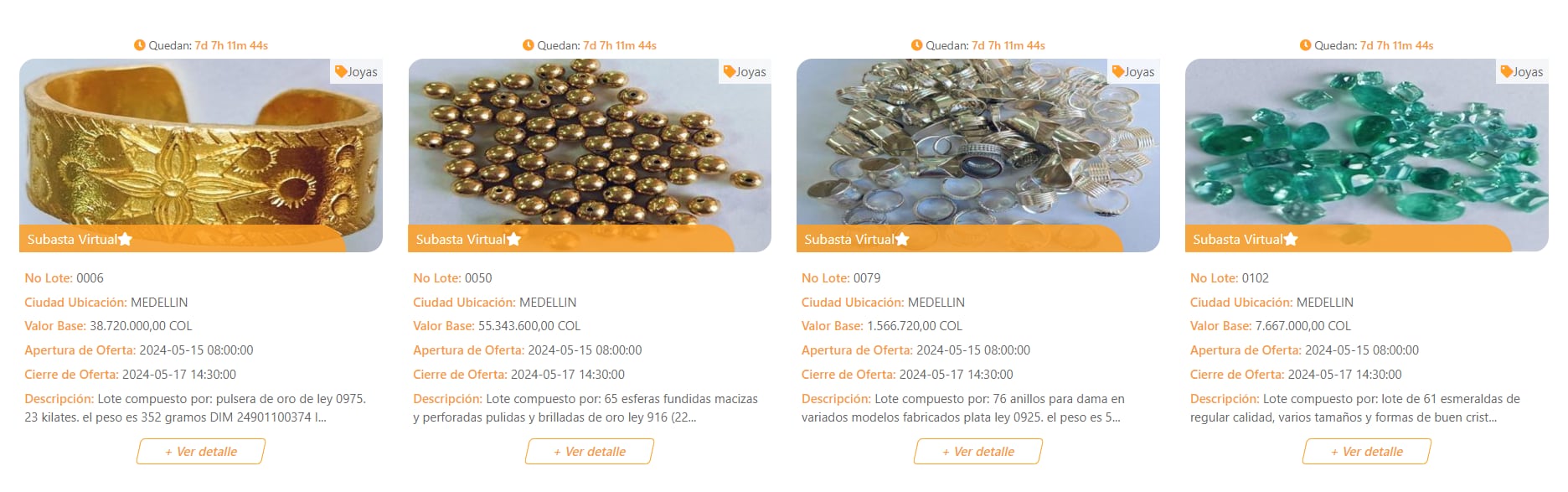 En el sitio web El Martillo se podrán inscribir y hacer las ofertas de la subasta de joyas de la Dian - crédito www.elmartillo.com.co