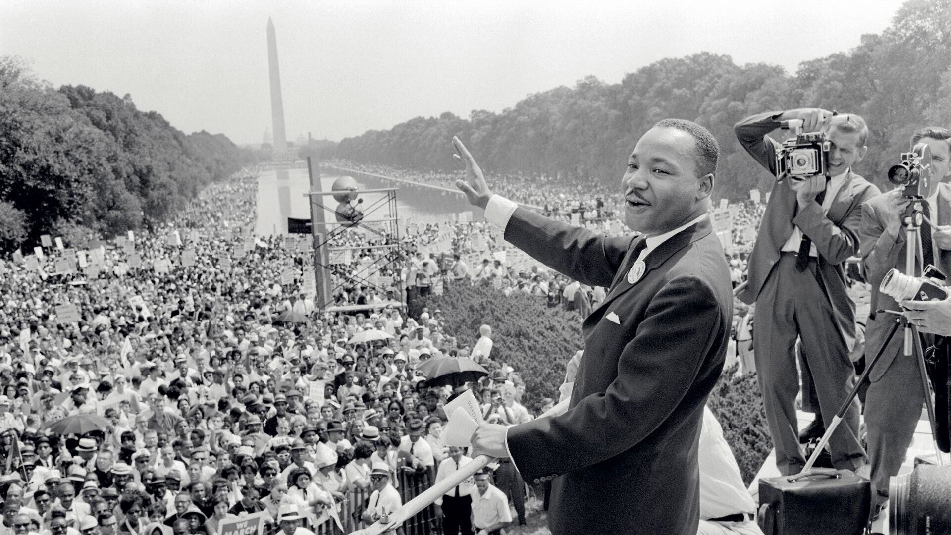 Martin Luther King, a sus 34 años, cuando pronunció frente a una multitud reunida en Washington  en 1963 su célebre discurso "Tengo un sueño" (Foto AFP)
