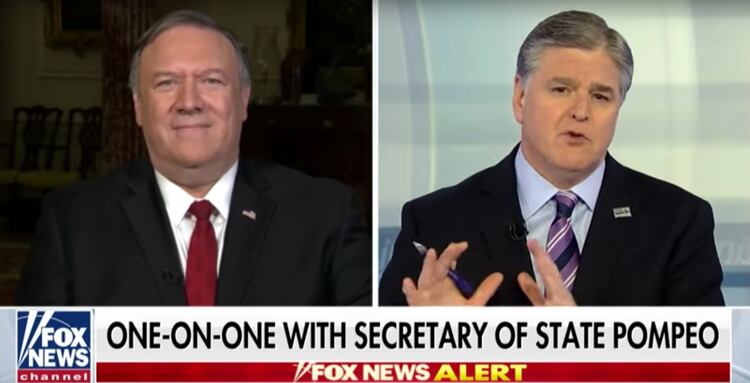 Pompeo le dijo a Hannity que Donald Trump había hablado por teléfono con Juan Guaidó.