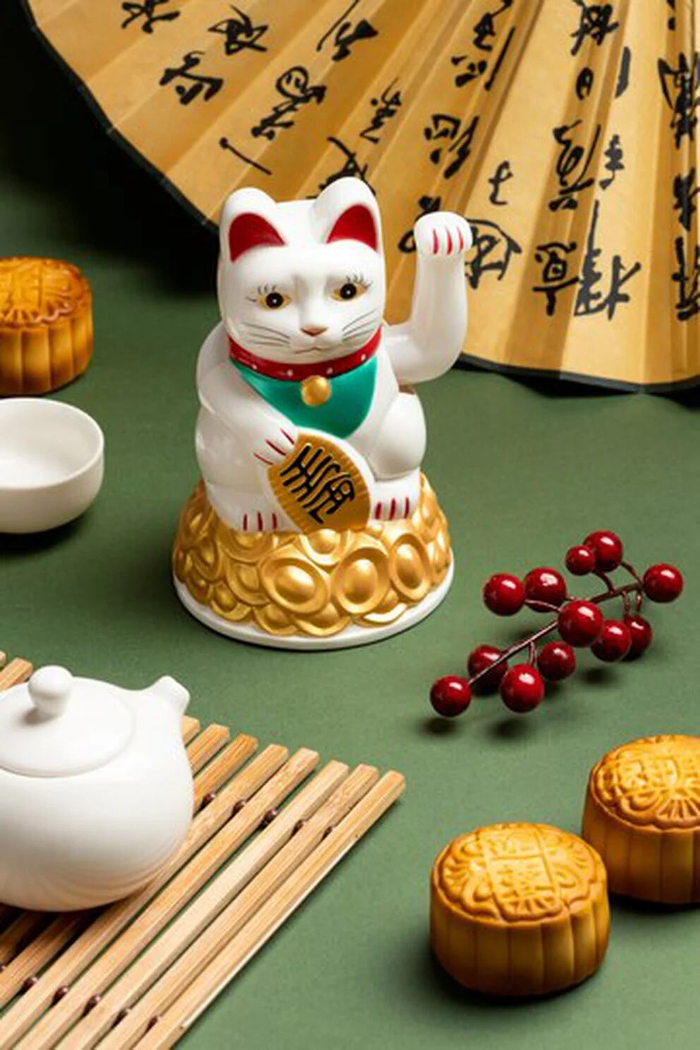Gato de la suerte de cerámica, adorno de Maneki Neko, Feng Shui