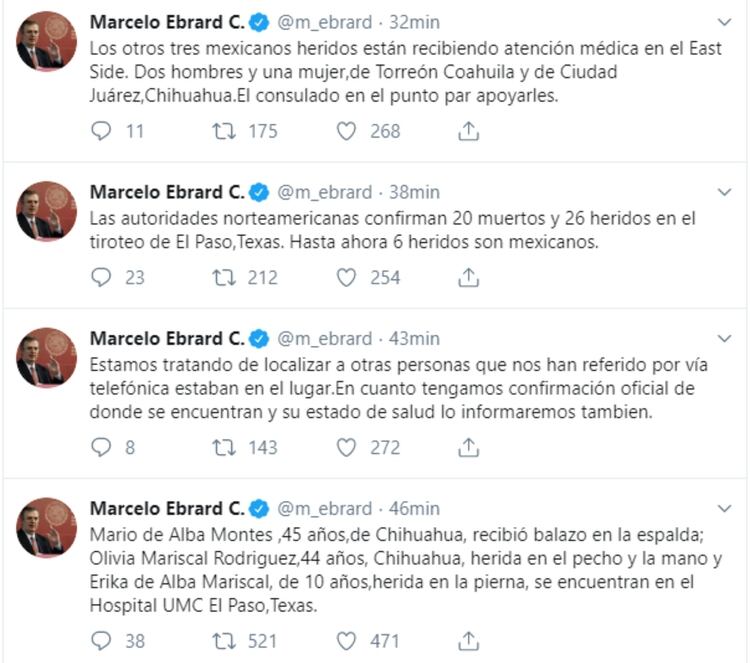 Ebrard dijo que autoridades mexicanas ya están en el lugar para velar por el bienestar de los afectados (Foto: Captura de pantalla de Twitter)