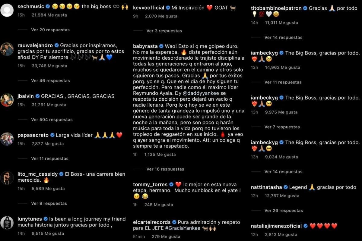 Artists are grateful to Daddy Yankee for his legacy.