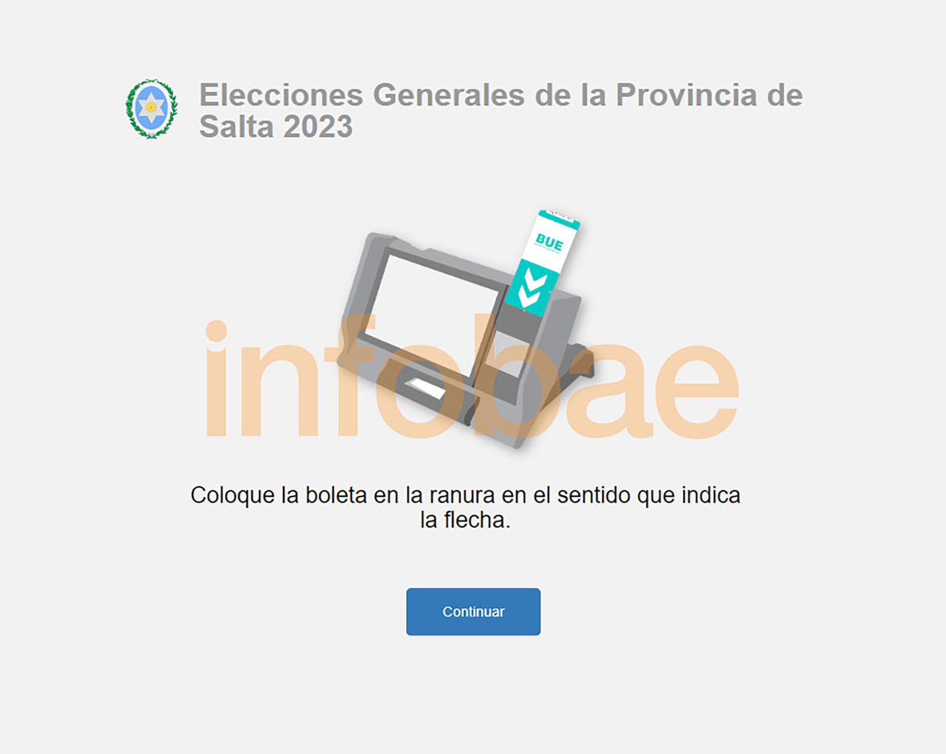 Elecciones 2023 en Salta modelo pantalla boleta única electrónica