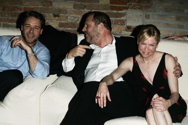 Russell Crowe, Harvey Weinstein y Renée Zellweger (Getty Images)