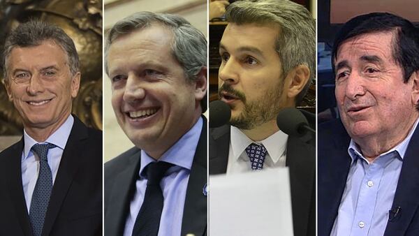 De izquierda a derecha, Mauricio Macri, Emilio Monzó, Marcos Pena y Jaime Durán Barba