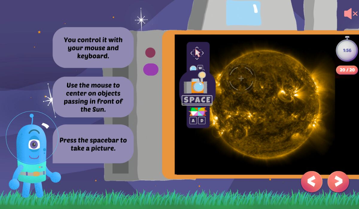 Es posible utilizar el cursor para centrarse en los objetos que pasan frente al Sol. (NASA)