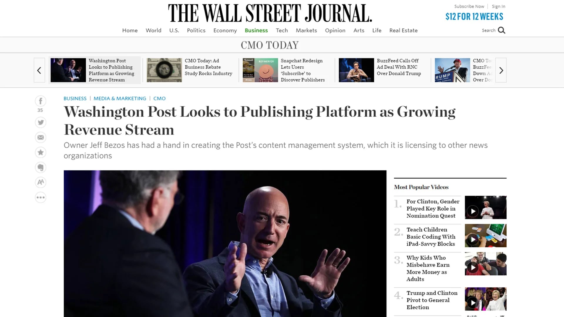 The Wall Street Journal también reflejó el acuerdo tecnológico entre Infobae y The Washington Post