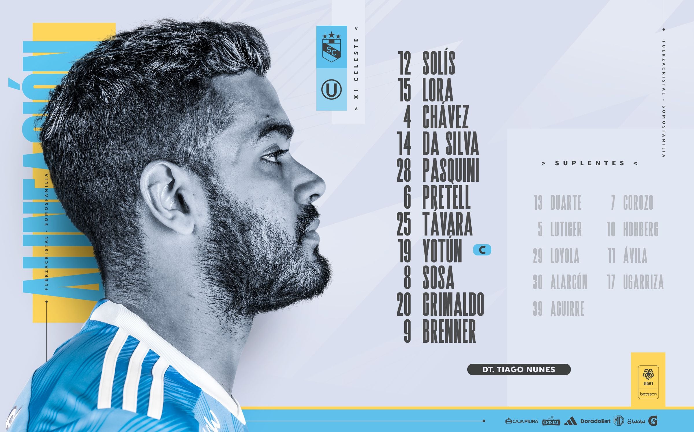 Sporting Cristal's starting team to face Universitario on date 13 of the 2023 Clausura Tournament - Credit: Sporting Cristal