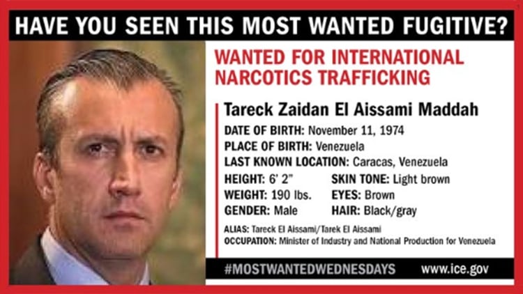 Tareck El Aissami figura en la lista de más buscados del ICE estadounidense