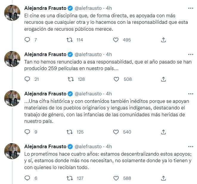 Alejandra Frausto  respuesta a Guillermo del Toro