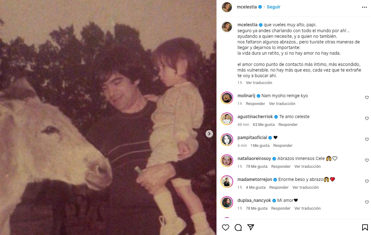 Celeste Cid despidió a su papá ante su muerte con un sentido mensaje en sus redes sociales (Instagram)