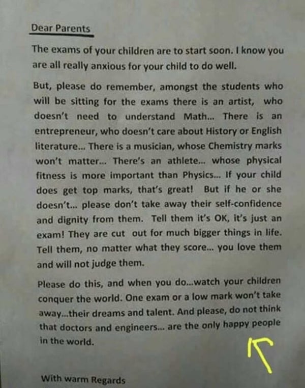 La inspiradora carta de un director de escuela