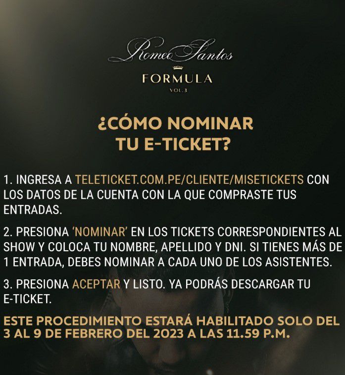 Entradas para Romeo Santos también se tendrán que nominar. (Instagram)