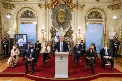 Alberto Fernández durante la presentación de la reforma judicial, el pasado miércoles (Esteban Collazo/Presidencia argentina vía Reuters)