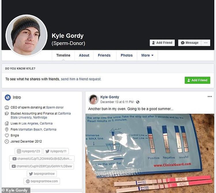 Kyle Gordy terminó su maestría en contabilidad, uno de los motivos que llevan a los futuros padres a interesarse por sus servicios (Foto: Facebook @KyleGordy)