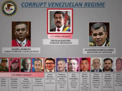 El cuadro mostrado por el Departamento de Justicia muestra una recompensa de USD 15 millones por informaciones que lleven al arresto de NicolÃ¡s Maduro 