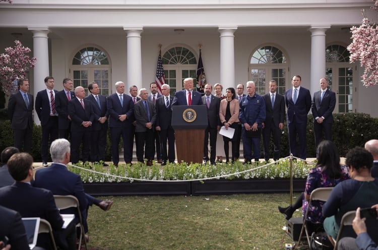 El anuncio de Donald Trump en la Casa Blanca este 13 de marzo de 2020 (REUTERS/Jonathan Ernst)