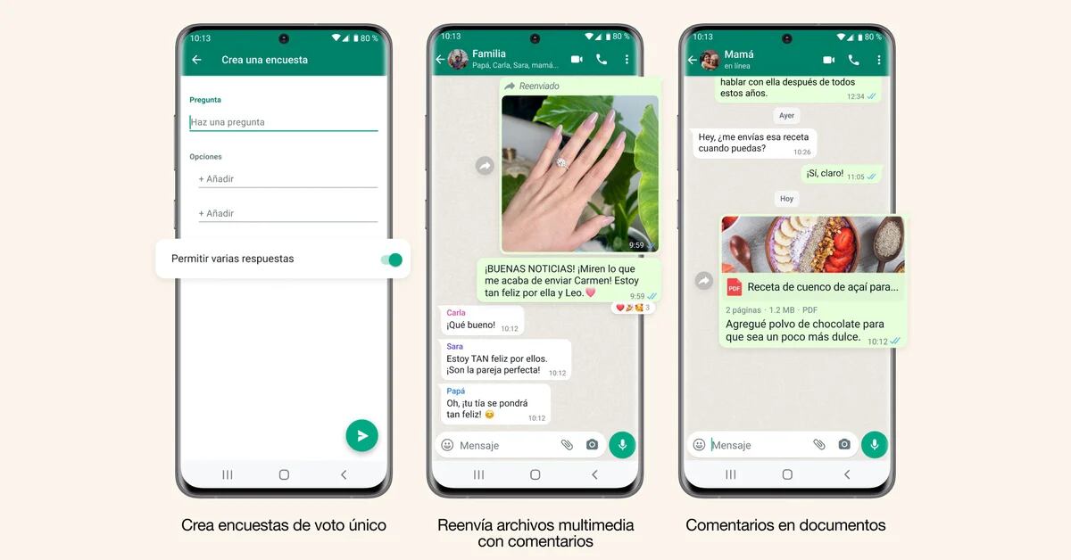 WhatsApp improves polls and file sending