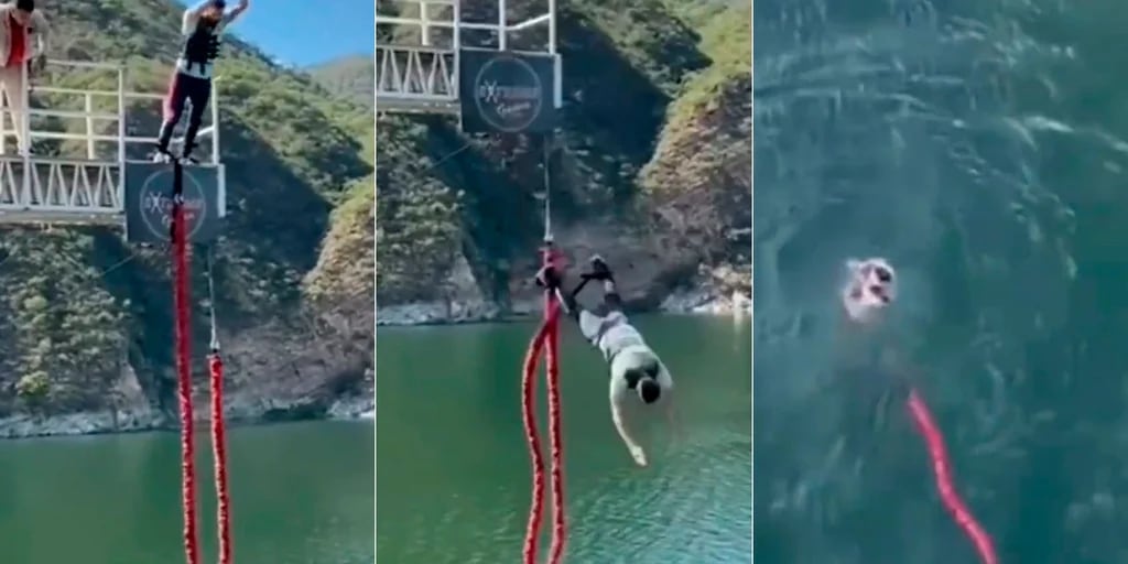Joven hacía bungee jumping y se le cortó la soga (VIDEO)