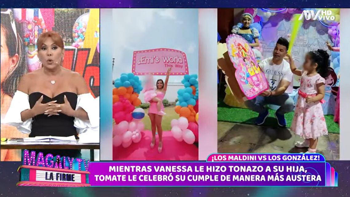 Magaly Medina cuestionó a 'Tomate' Barraza por la humilde fiesta que organizó para su hija. Captura/ATV
