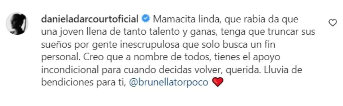 Daniela Darcourt se pronuncia a favor de Brunella. (Foto: Instagram)