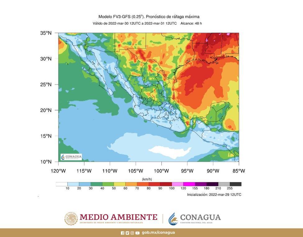 Weather in Mexico for March 30, 2022. Photo: @conagua_clima