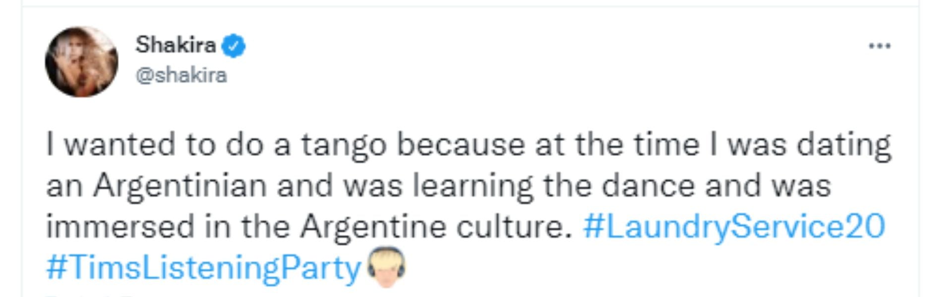 El tweet de Shakira aludiendo a su relación con Antonio De la Rúa