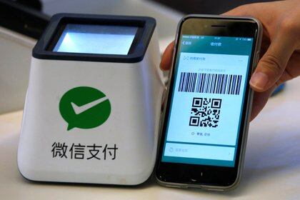Un sistema de pago WeChat en Guangzhou, China. Foto tomada el 9 de mayo de 2017 (REUTERS/Bobby Yip)