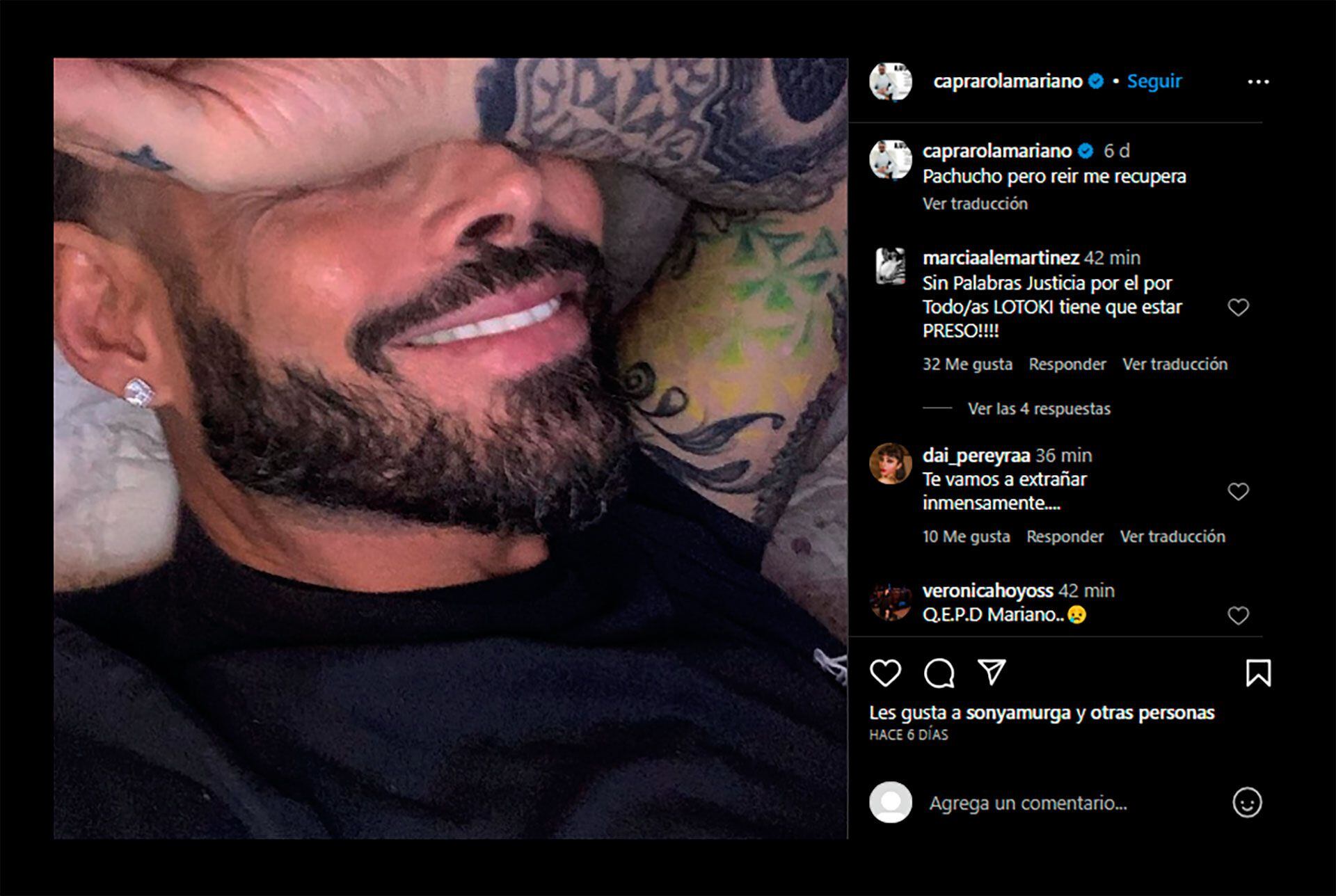 Dos de los últimos mensajes de Mariano Caprarola en las redes sociales daban cuenta de su estado de salud (Fotos: Instagram)
