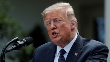 U.S. President Donald Trump addresses a joint news conference with Poland's President Andrzej Duda in the Rose Garden at the White House in Washington, U.S., June 24, 2020. REUTERS/Carlos Barria