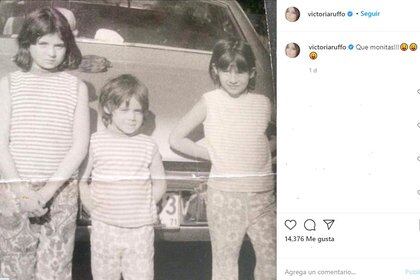 Con sus hermanas, Marcela y Gaby (IG: victoriaruffo)