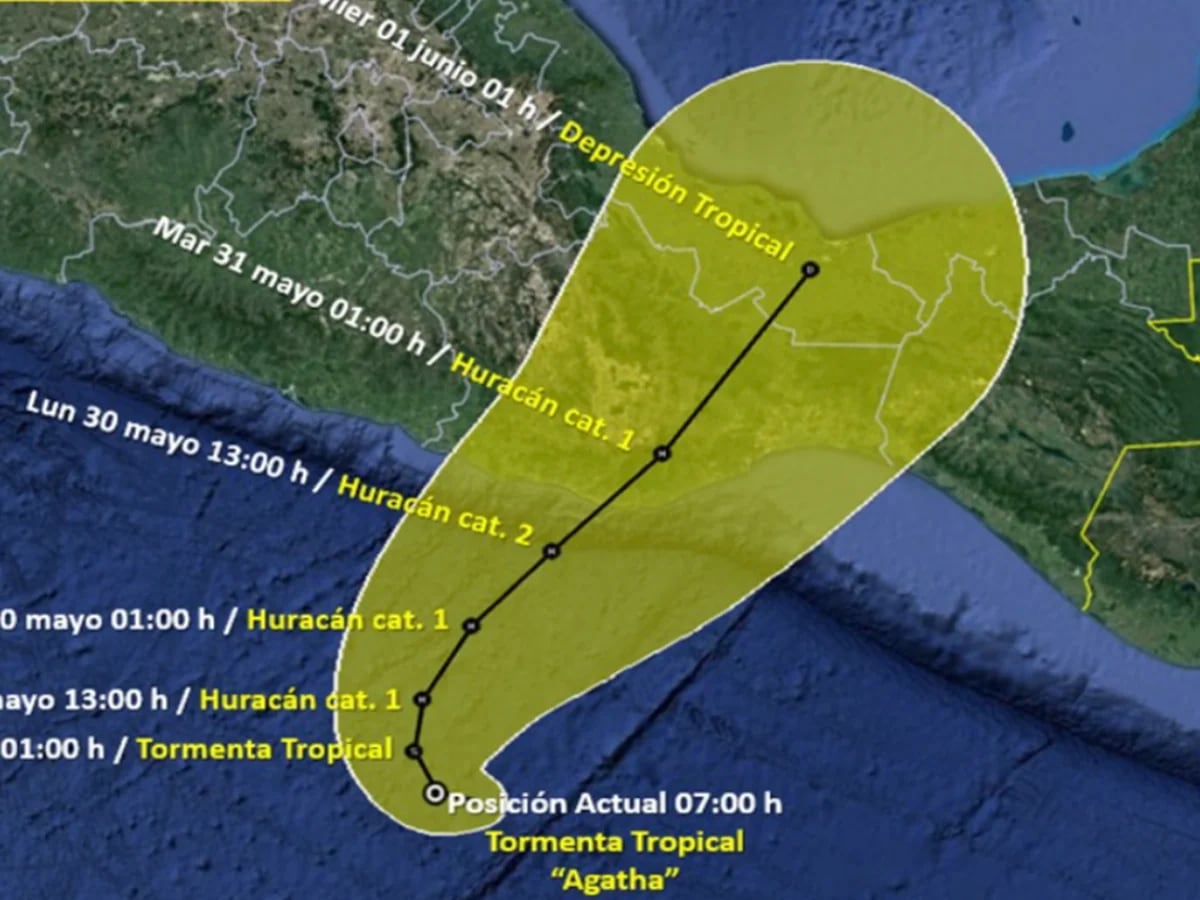 Huracán Agatha: esta será la trayectoria, tocará tierra en Oaxaca como  categoría 1 (con vientos de hasta 150 km/h) - Infobae