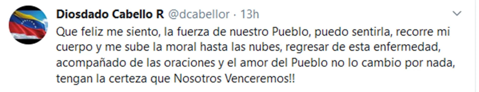 El tuit de Diosdado Cabello luego de haber hablado por teléfono con Maduro