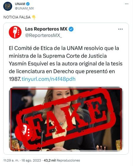 UNAM desmintió a Los Reporteros. Foto: Captura de Pantalla