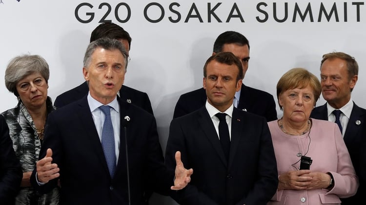 Mauricio Macri durante el G20 realizado en Osaka, Japón, horas después de anunciado el acuerdo
