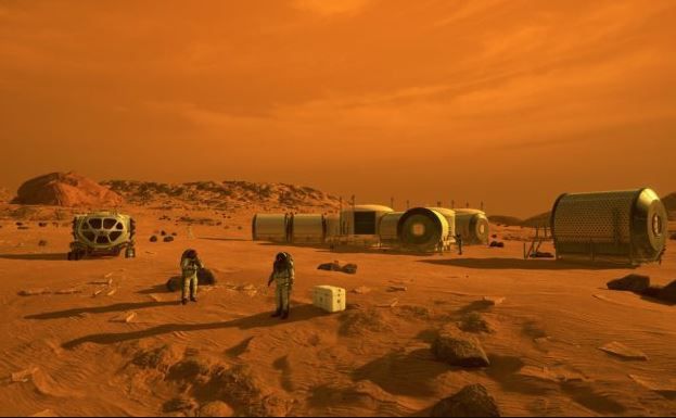 Este concepto representa a los astronautas y los hábitats humanos en Marte (NASA/Europa Press)