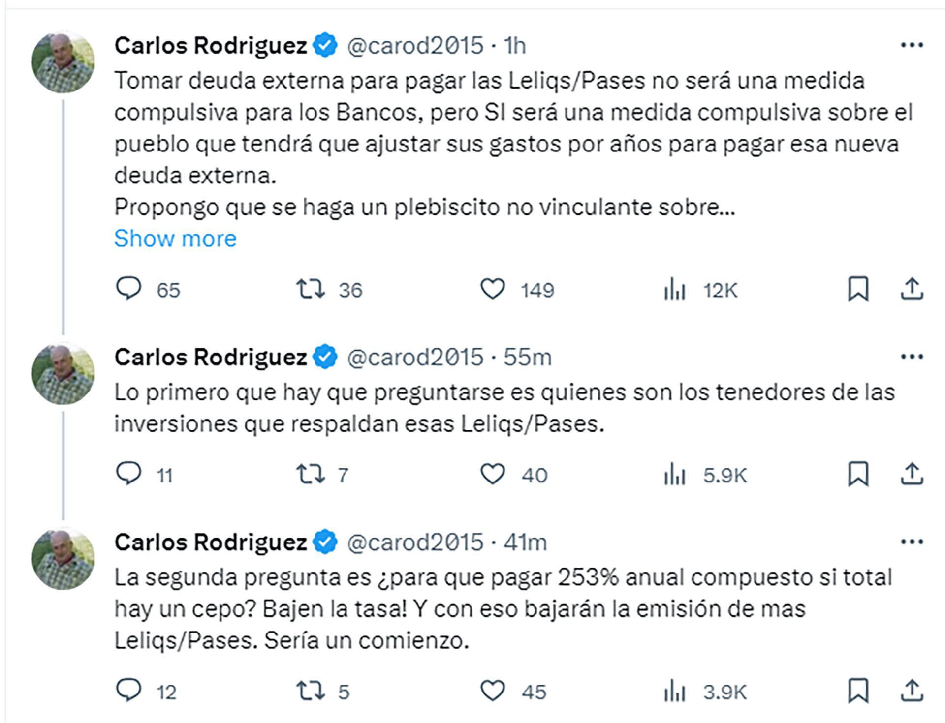 Carlos Rodríguez ventila sus diferencias con Milei