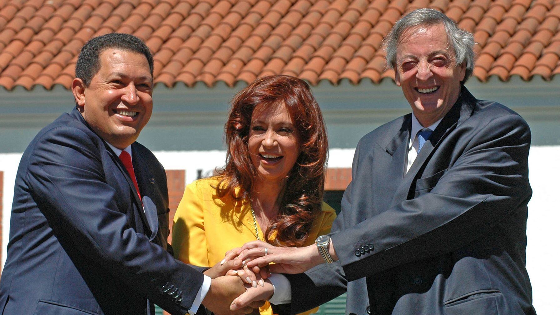 Chávez,, Cristina y Néstor Kirchner
