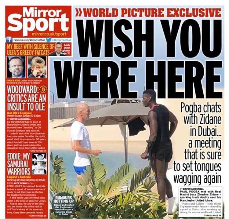Zinedine Zidane mantuvo una reunión con Paul Pogba en Dubai