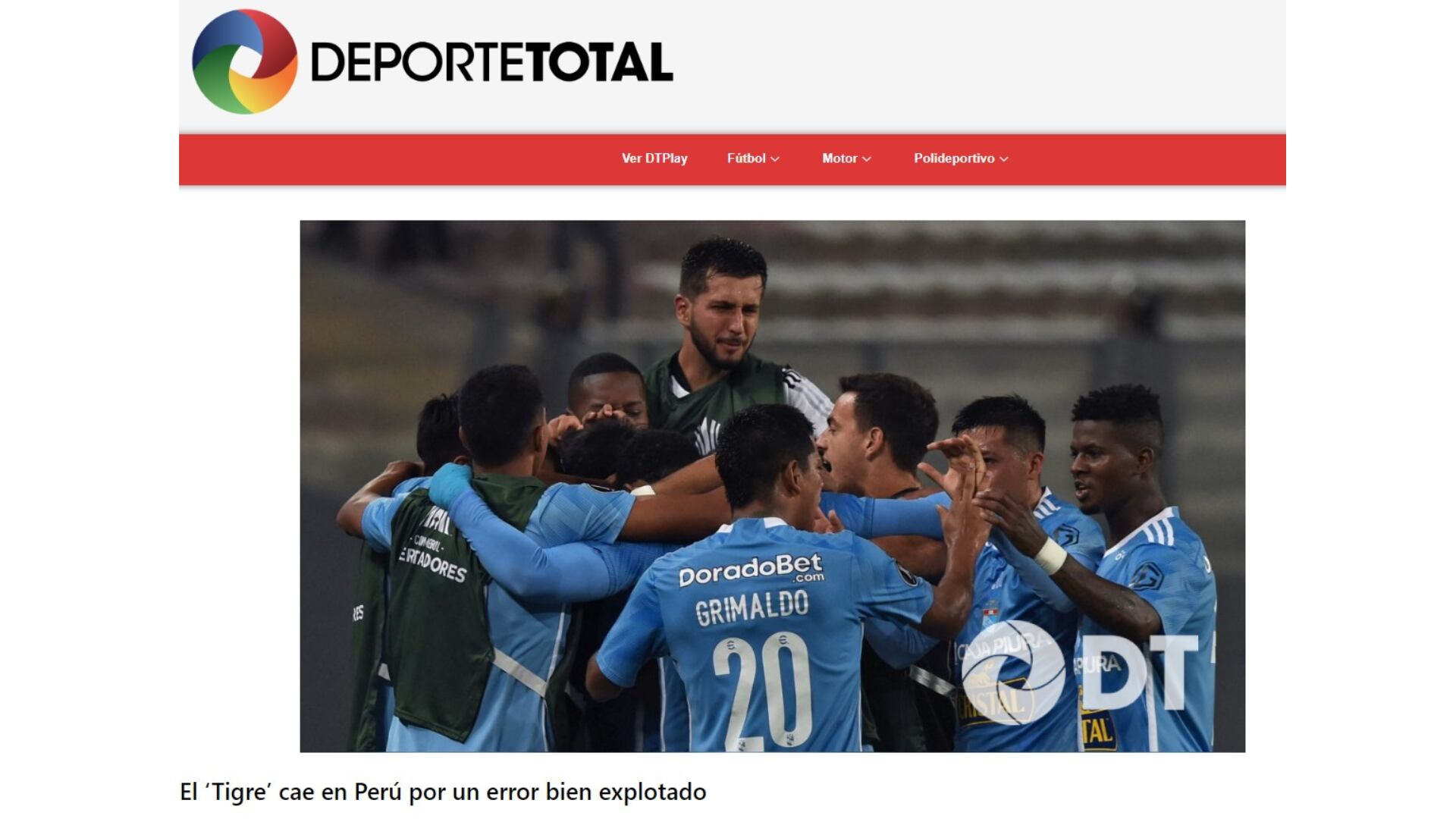 Deporte Total sobre el Sporting Cristal vs The Strongest.