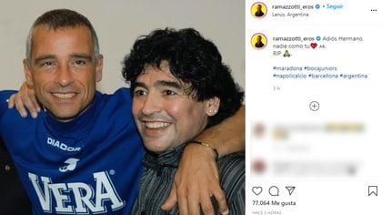 La foto de Eros Ramazzoti con Maradona