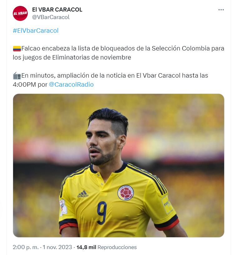 Falcao García volvería a la selección Colombia