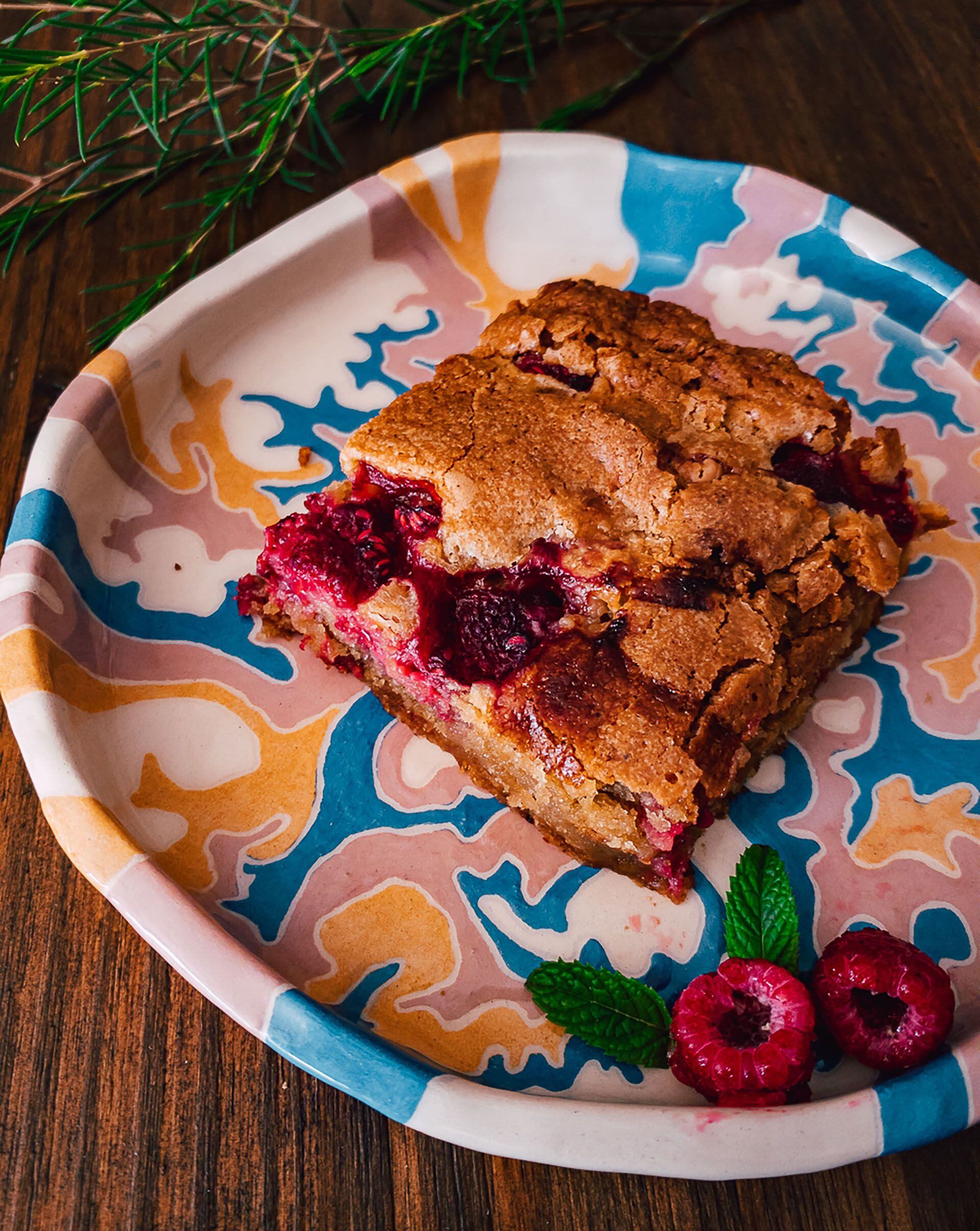 Blondies de frambuesas