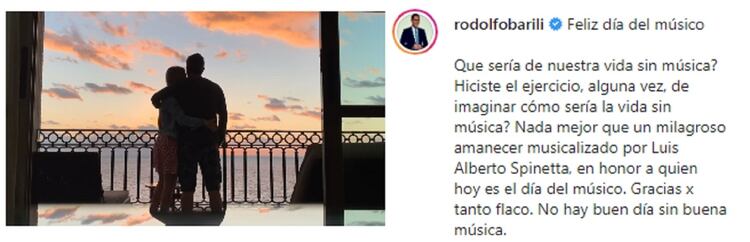 Publicación de Rodolfo Barili en su cuenta de Instagram