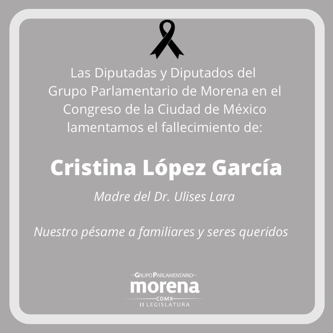 Fallecimiento de Cristina López García, madre de Ulises Lara